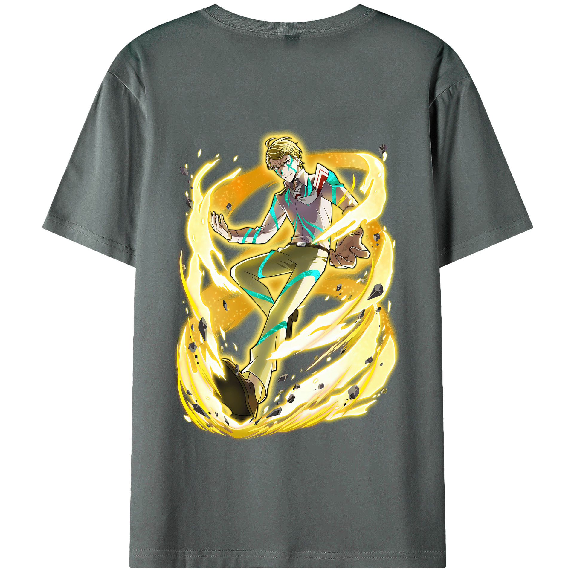 （画像用） 文豪ストレイドッグス Bungo Stray Dogs 綿100％ メンズ半袖Tシャツ（バックプリント） 通気性